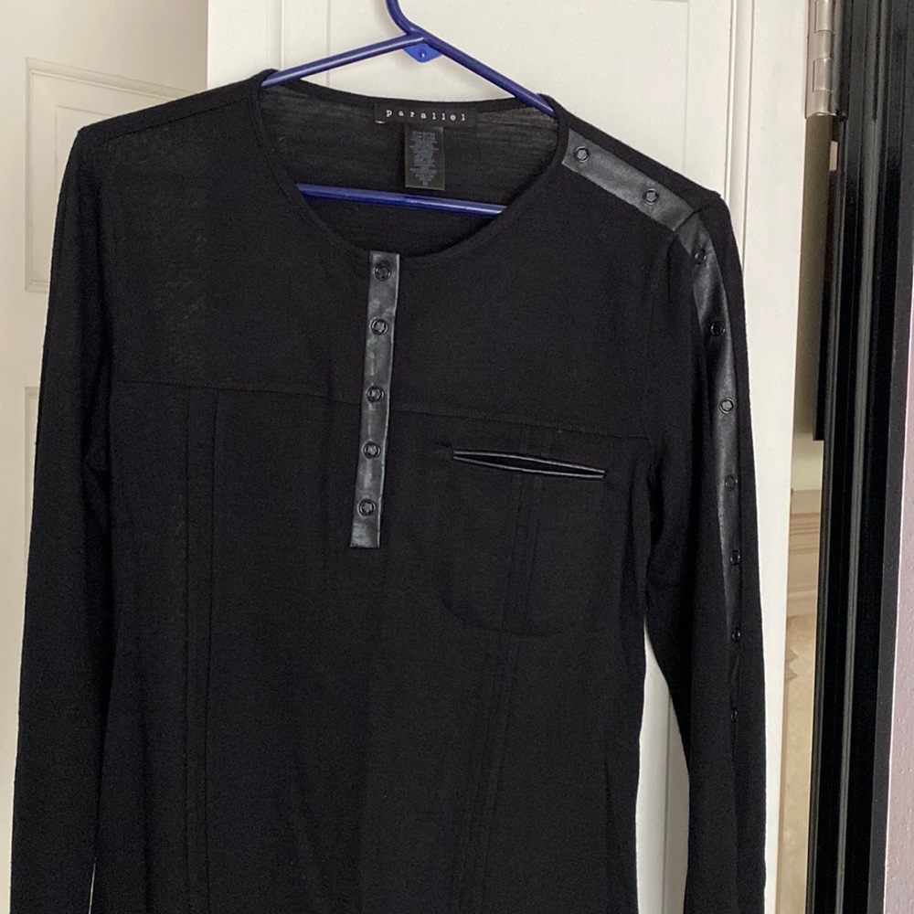 Parallel black acrylic/wool long sleeve top.